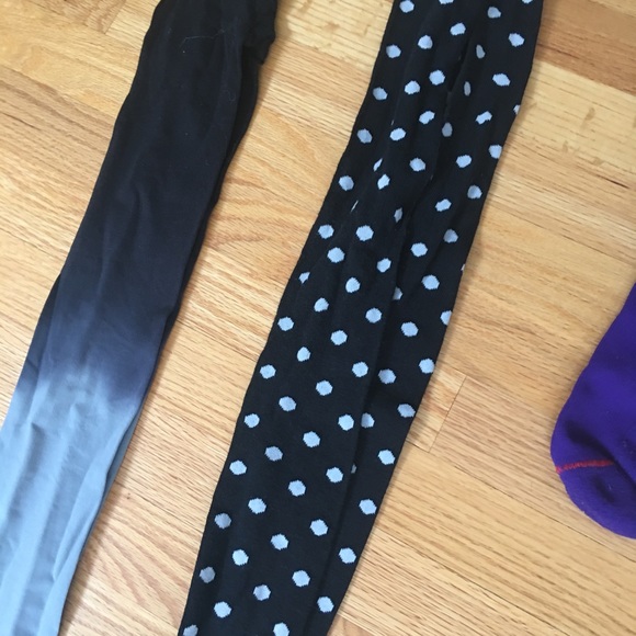 4 tights sock knit polka dot dye black bundle - Picture 3 of 7